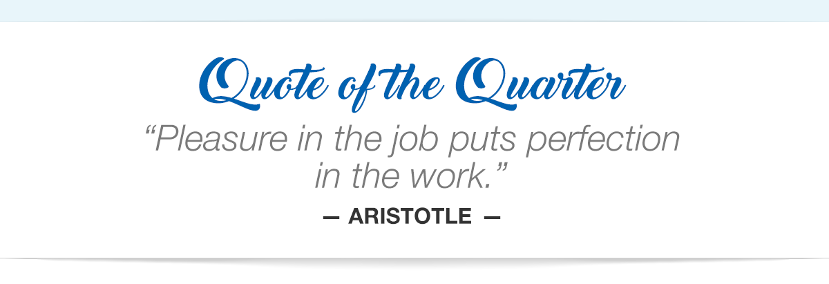 Pleasure in the job puts perfection in the work - Aristotle