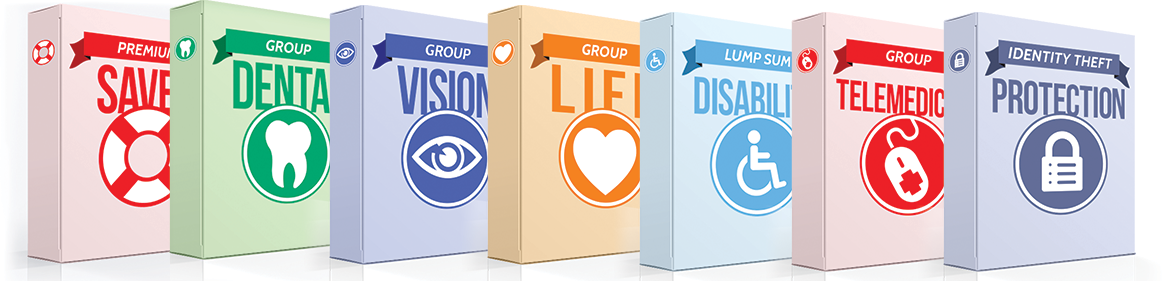 Premium Saver, Group Dental, Group Vision, Life, Disability, Telemedicine, and Identity Theft Protection.